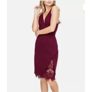 ASTR Burgundy Lace Strapy Cocktail Dress